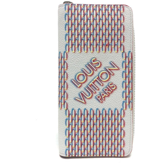 LOUIS VUITTON Long Wallet Purse M81403 leather white damier spray Zippy Wallet Vertical Women Used Authentic