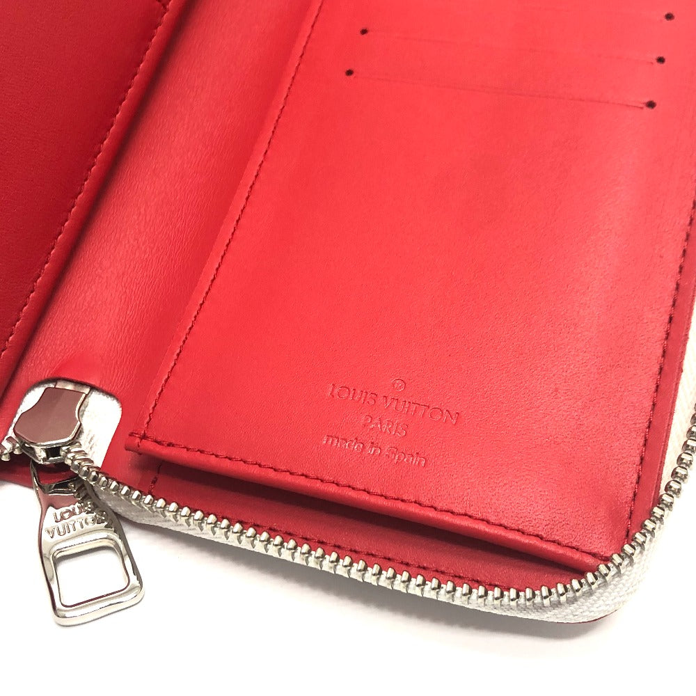 LOUIS VUITTON Long Wallet Purse M81403 leather white damier spray Zippy Wallet Vertical Women Used Authentic