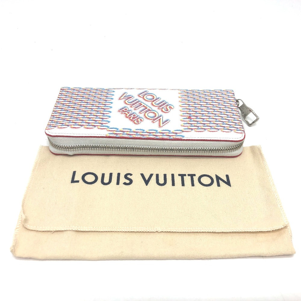 LOUIS VUITTON Long Wallet Purse M81403 leather white damier spray Zippy Wallet Vertical Women Used Authentic