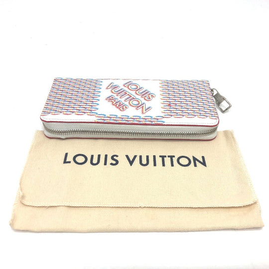 LOUIS VUITTON Long Wallet Purse M81403 leather white damier spray Zippy Wallet Vertical Women Used Authentic