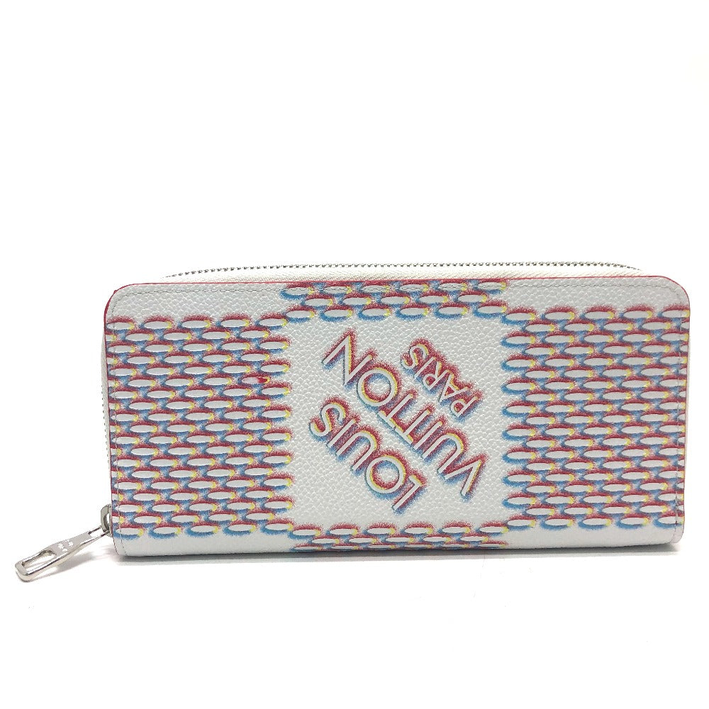 LOUIS VUITTON Long Wallet Purse M81403 leather white damier spray Zippy Wallet Vertical Women Used Authentic