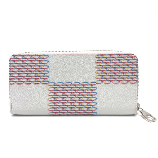 LOUIS VUITTON Long Wallet Purse M81403 leather white damier spray Zippy Wallet Vertical Women Used Authentic