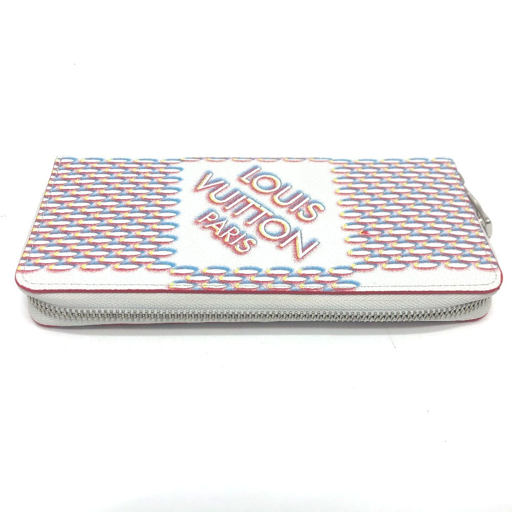 LOUIS VUITTON Long Wallet Purse M81403 leather white damier spray Zippy Wallet Vertical Women Used Authentic
