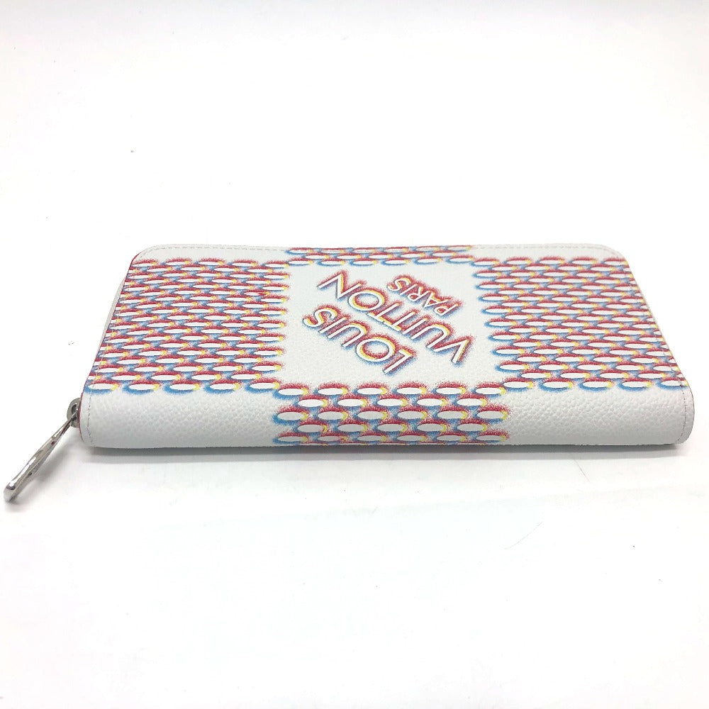 LOUIS VUITTON Long Wallet Purse M81403 leather white damier spray Zippy Wallet Vertical Women Used Authentic