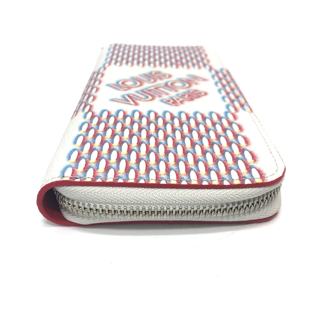 LOUIS VUITTON Long Wallet Purse M81403 leather white damier spray Zippy Wallet Vertical Women Used Authentic