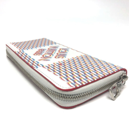 LOUIS VUITTON Long Wallet Purse M81403 leather white damier spray Zippy Wallet Vertical Women Used Authentic