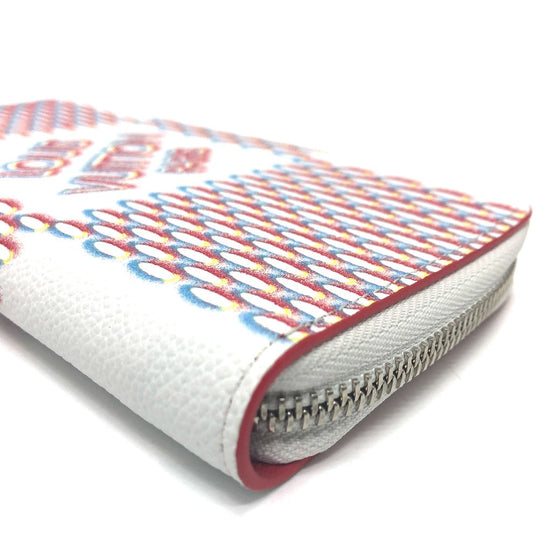 LOUIS VUITTON Long Wallet Purse M81403 leather white damier spray Zippy Wallet Vertical Women Used Authentic