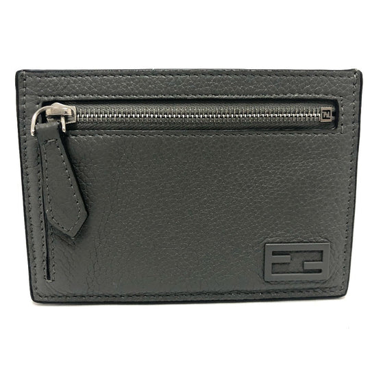 FENDI Card Case 7M0310 leather gray FF Baguette mens Used Authentic