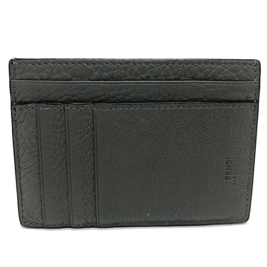 FENDI Card Case 7M0310 leather gray FF Baguette mens Used Authentic