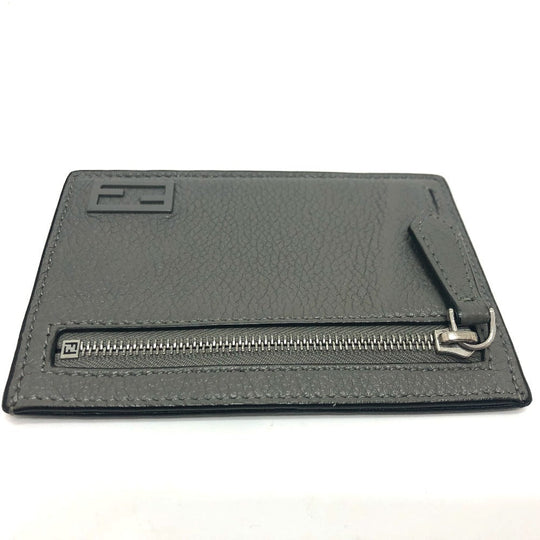 FENDI Card Case 7M0310 leather gray FF Baguette mens Used Authentic