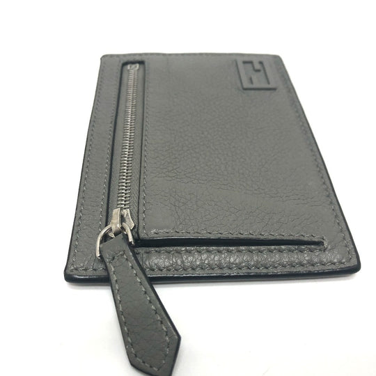 FENDI Card Case 7M0310 leather gray FF Baguette mens Used Authentic