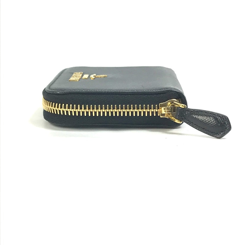 PRADA Coin case 1MM268 saffiano leather black logo Women Used Authentic