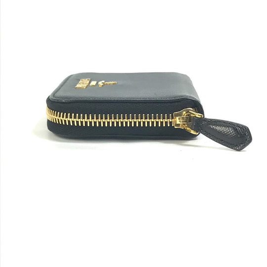PRADA Coin case 1MM268 saffiano leather black logo Women Used Authentic