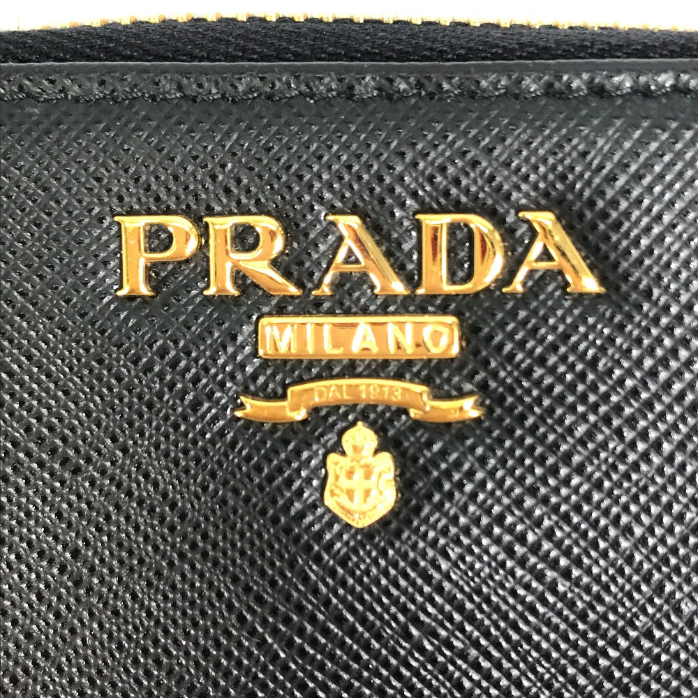 PRADA Coin case 1MM268 saffiano leather black logo Women Used Authentic