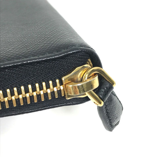 PRADA Coin case 1MM268 saffiano leather black logo Women Used Authentic