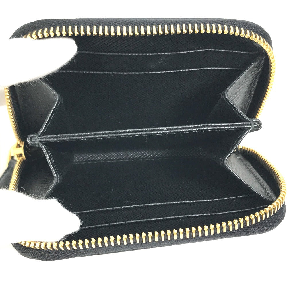 PRADA Coin case 1MM268 saffiano leather black logo Women Used Authentic