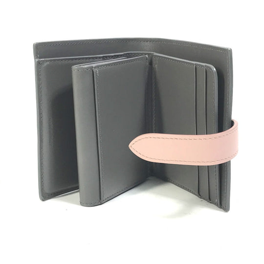 CELINE Trifold wallet 10H263BRU.10GV leather Gray x pink By color Small strap wallet