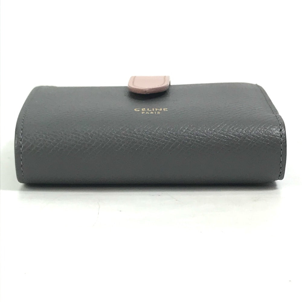 CELINE Trifold wallet 10H263BRU.10GV leather Gray x pink By color Small strap wallet
