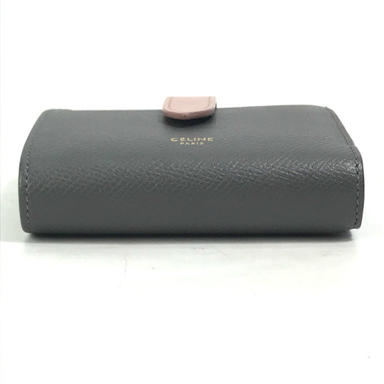 CELINE Trifold wallet 10H263BRU.10GV leather Gray x pink By color Small strap wallet