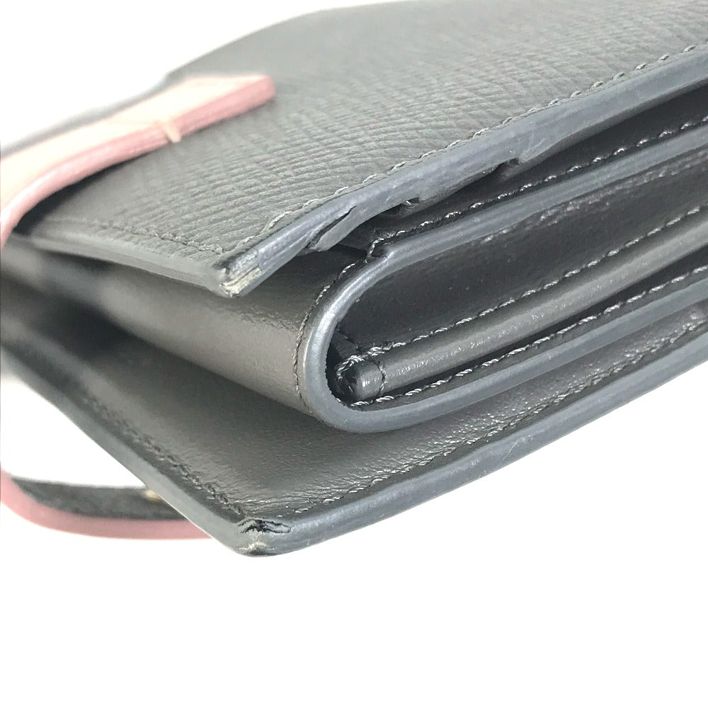 CELINE Trifold wallet 10H263BRU.10GV leather Gray x pink By color Small strap wallet