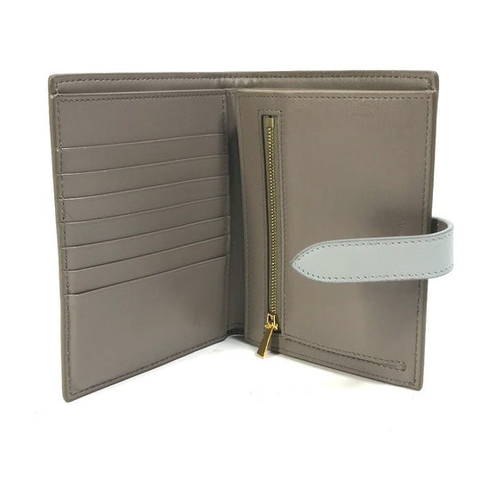 CELINE Trifold wallet 10B643BRU.10PI leather Gray x light blue By color Medium strap wallet Women Used Authentic