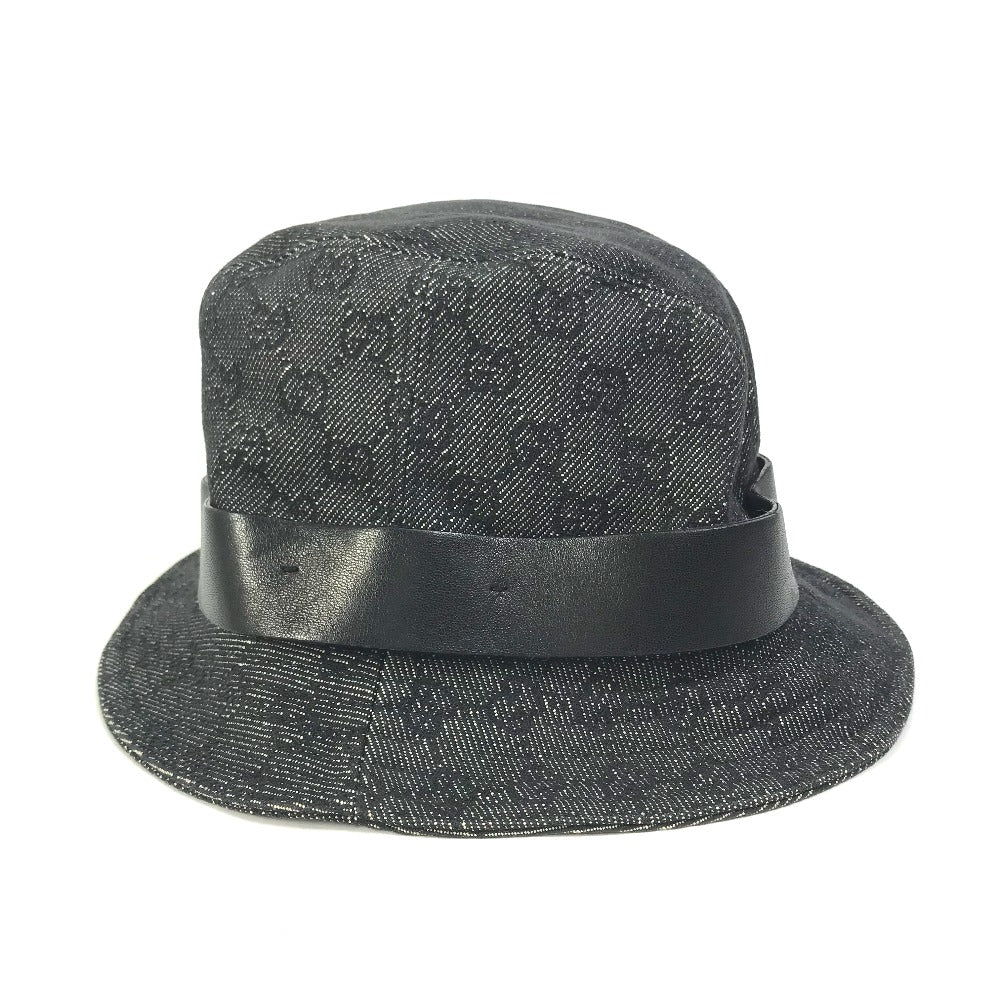 GUCCI hat GG canvas Black x gray GG denim XL