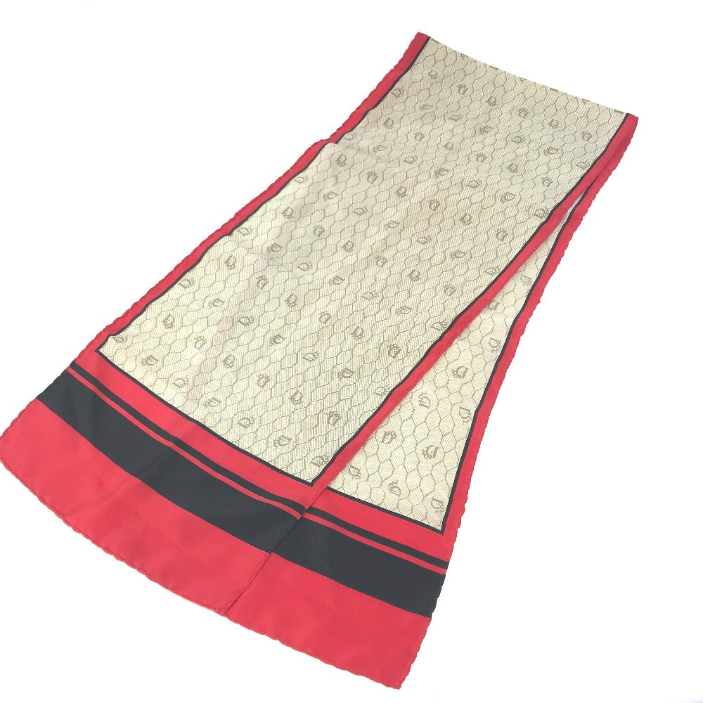 Dior scarf silk Beige x red x black Honeycomb Overall handle Women Used Authentic