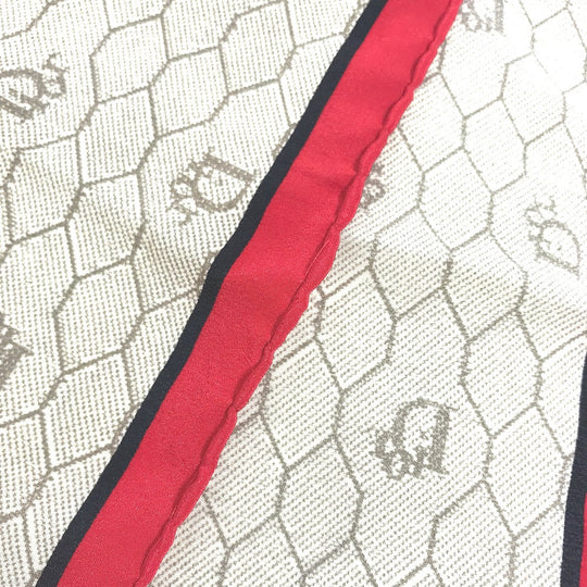 Dior scarf silk Beige x red x black Honeycomb Overall handle Women Used Authentic