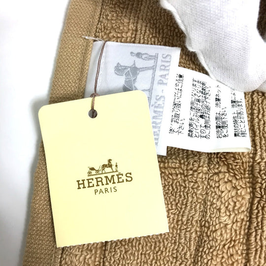 HERMES towel 101299M-17 cotton beige Hand towel labyrinth Women Used Authentic