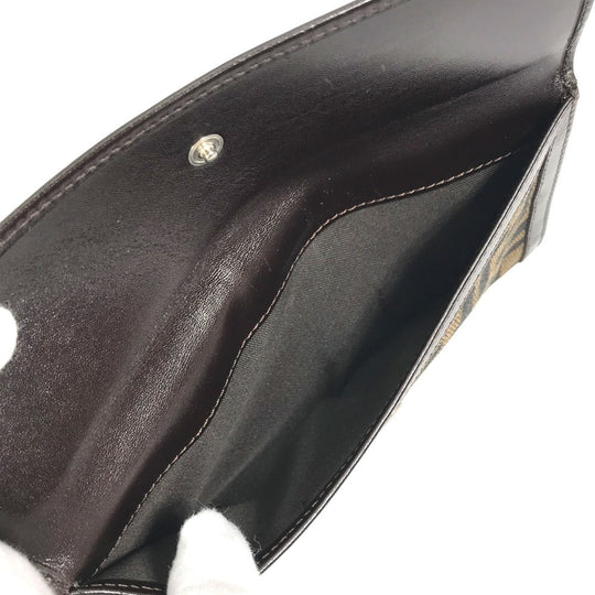 FENDI Long Wallet Purse 2804-01339 Canvas / leather Brown Zucca Bill Compartment mens Used Authentic