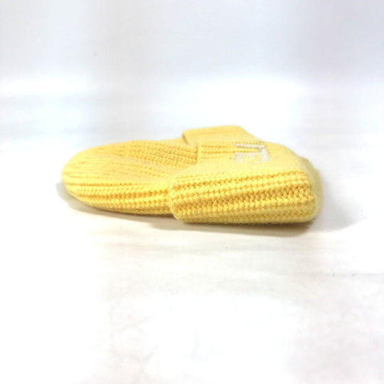 CELINE Knit hat 2A61W535Q wool yellow logo embroidery mens Used Authentic