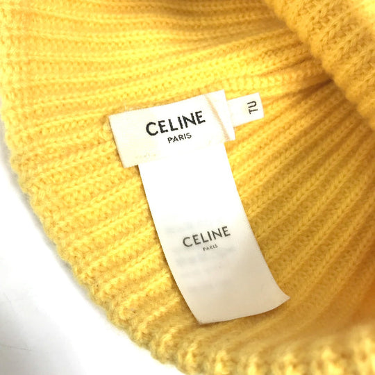 CELINE Knit hat 2A61W535Q wool yellow logo embroidery mens Used Authentic