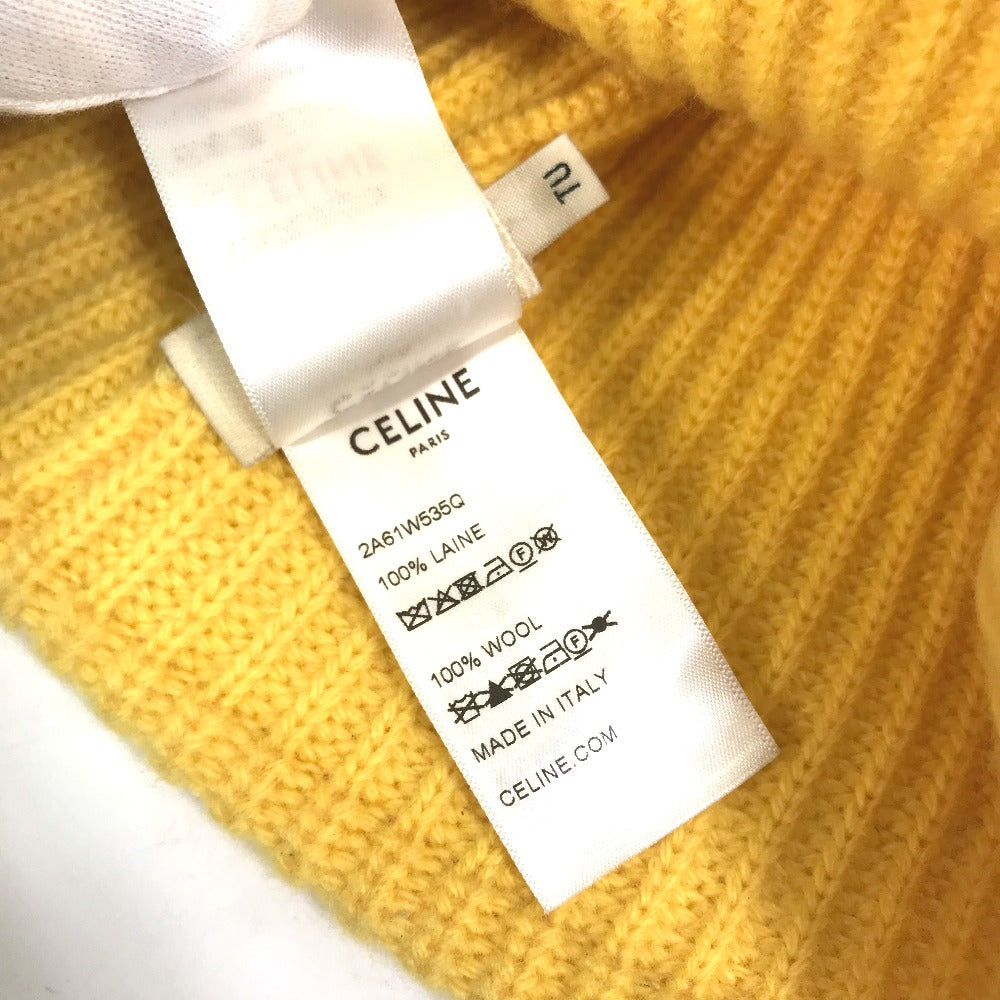 CELINE Knit hat 2A61W535Q wool yellow logo embroidery mens Used Authentic