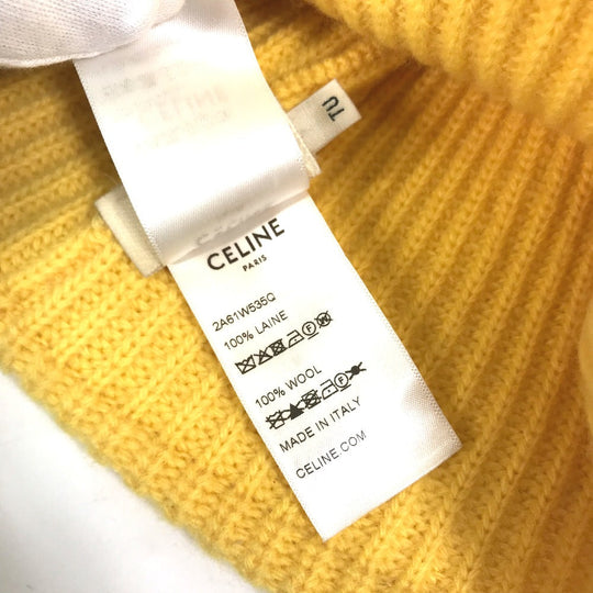 CELINE Knit hat 2A61W535Q wool yellow logo embroidery mens Used Authentic
