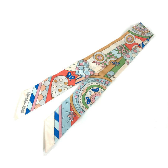 HERMES scarf silk multicolor Les Murmures de la Fort Women Used Authentic