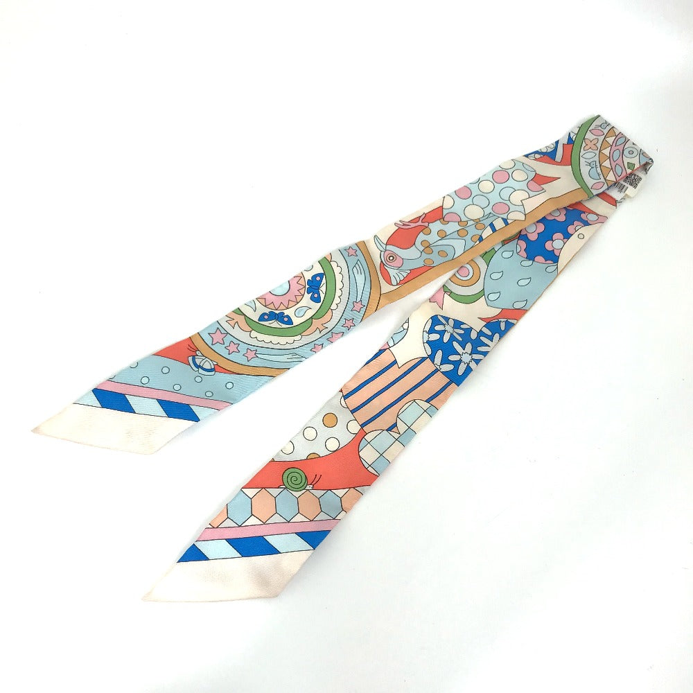 HERMES scarf silk multicolor Les Murmures de la Fort Women Used Authentic