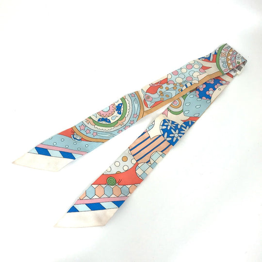 HERMES scarf silk multicolor Les Murmures de la Fort Women Used Authentic