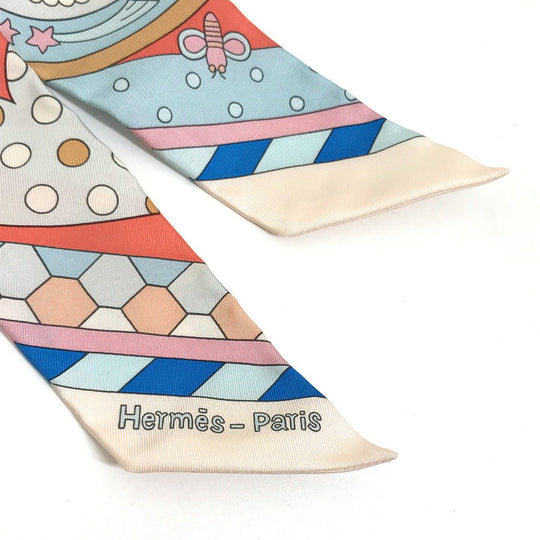 HERMES scarf silk multicolor Les Murmures de la Fort Women Used Authentic
