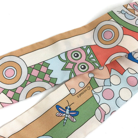 HERMES scarf silk multicolor Les Murmures de la Fort Women Used Authentic