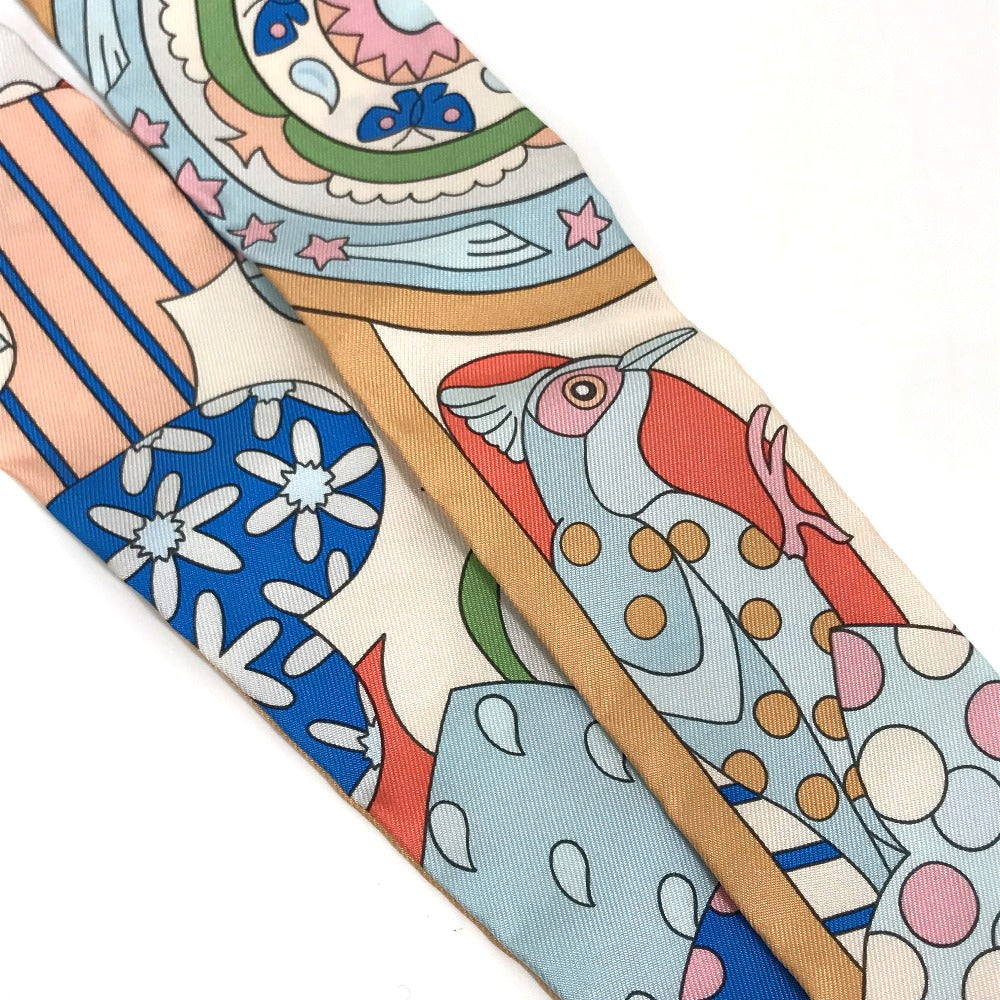 HERMES scarf silk multicolor Les Murmures de la Fort Women Used Authentic