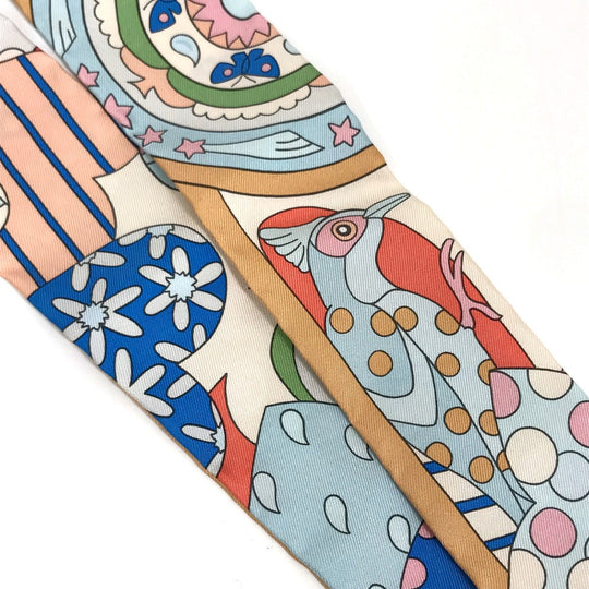 HERMES scarf silk multicolor Les Murmures de la Fort Women Used Authentic
