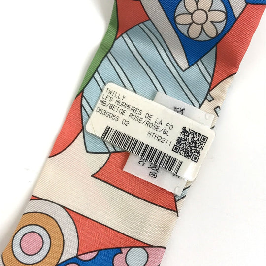 HERMES scarf silk multicolor Les Murmures de la Fort Women Used Authentic