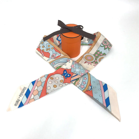 HERMES scarf silk multicolor Les Murmures de la Fort Women Used Authentic