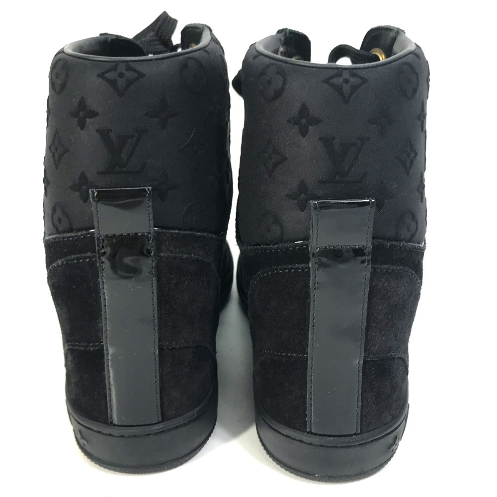LOUIS VUITTON sneakers suede, suede black Monogram High cut Women 34 Used Authentic