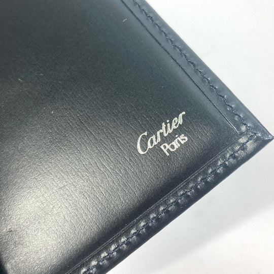 CARTIER Long Wallet Purse leather black PANTHERE Women Used Authentic