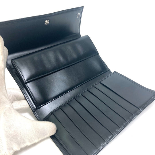 CARTIER Long Wallet Purse leather black PANTHERE Women Used Authentic