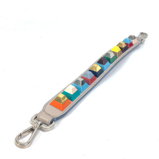 FENDI Shoulder strap leather Gray x multicolor Strap you Women Used Authentic