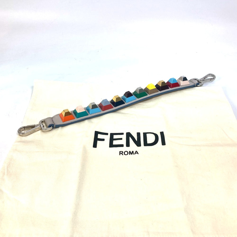 FENDI Shoulder strap leather Gray x multicolor Strap you Women Used Authentic