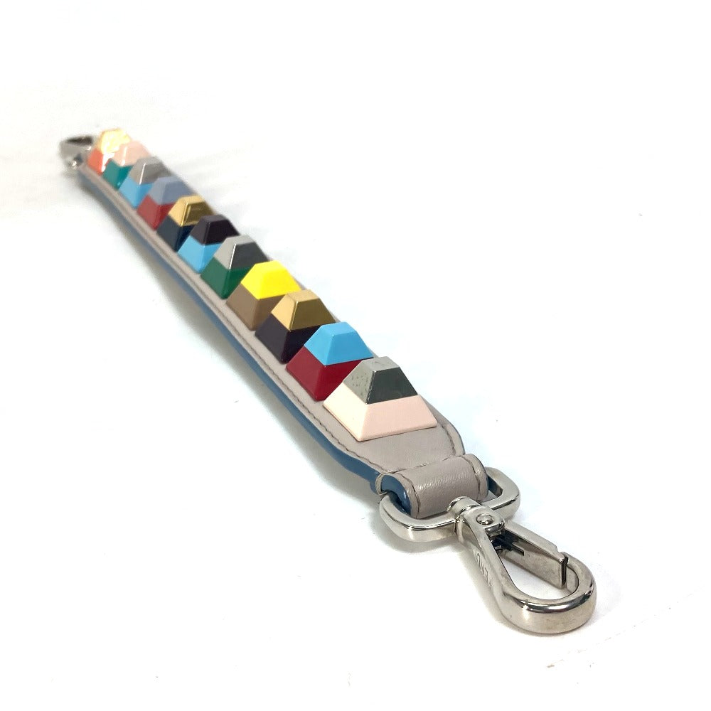 FENDI Shoulder strap leather Gray x multicolor Strap you Women Used Authentic