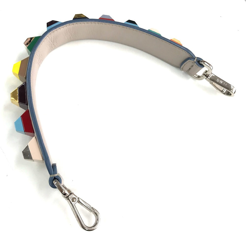 FENDI Shoulder strap leather Gray x multicolor Strap you Women Used Authentic